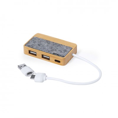 HUB1 - Port USB 2.0 en bambou et feutre RPET